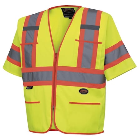 Pioneer Sleeved Vest, Polyester, Hi-Vis Yellow, 3XL V1023560U-3XL